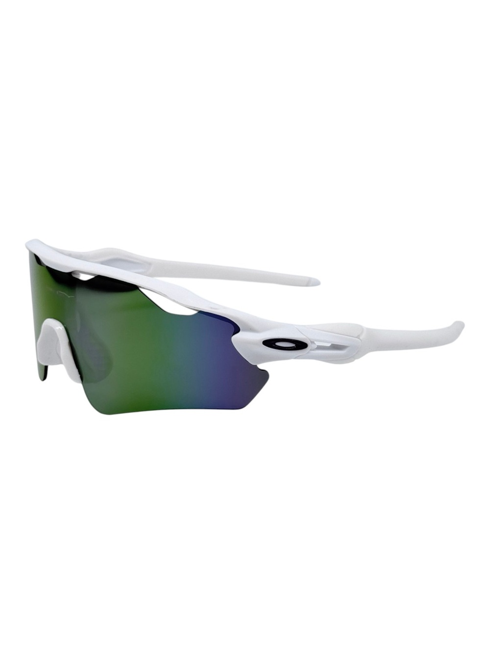 Oakley White Sport Sunglasses with Green-Blue Mirrored Lens